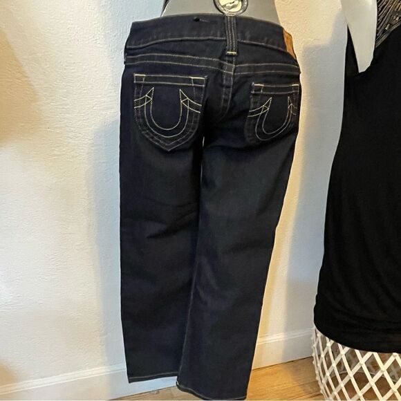 True Religion dark Wash cropped wide leg jeans - Picture 5 of 8
